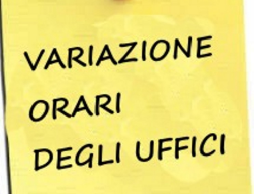 Cambio orario apertura uffici durante le festività Natalizie